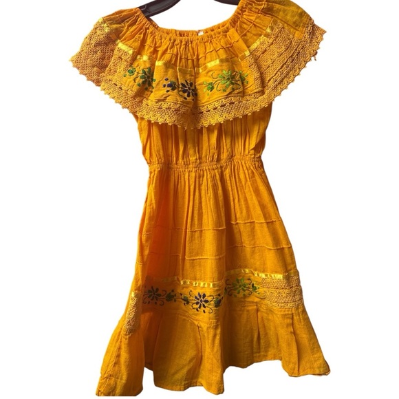 Yellow Floral Kids Dress - Picture 2 of 5